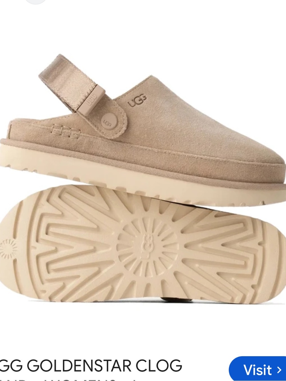 UGG Men’s Golden Star Suede Clog in Light Beige